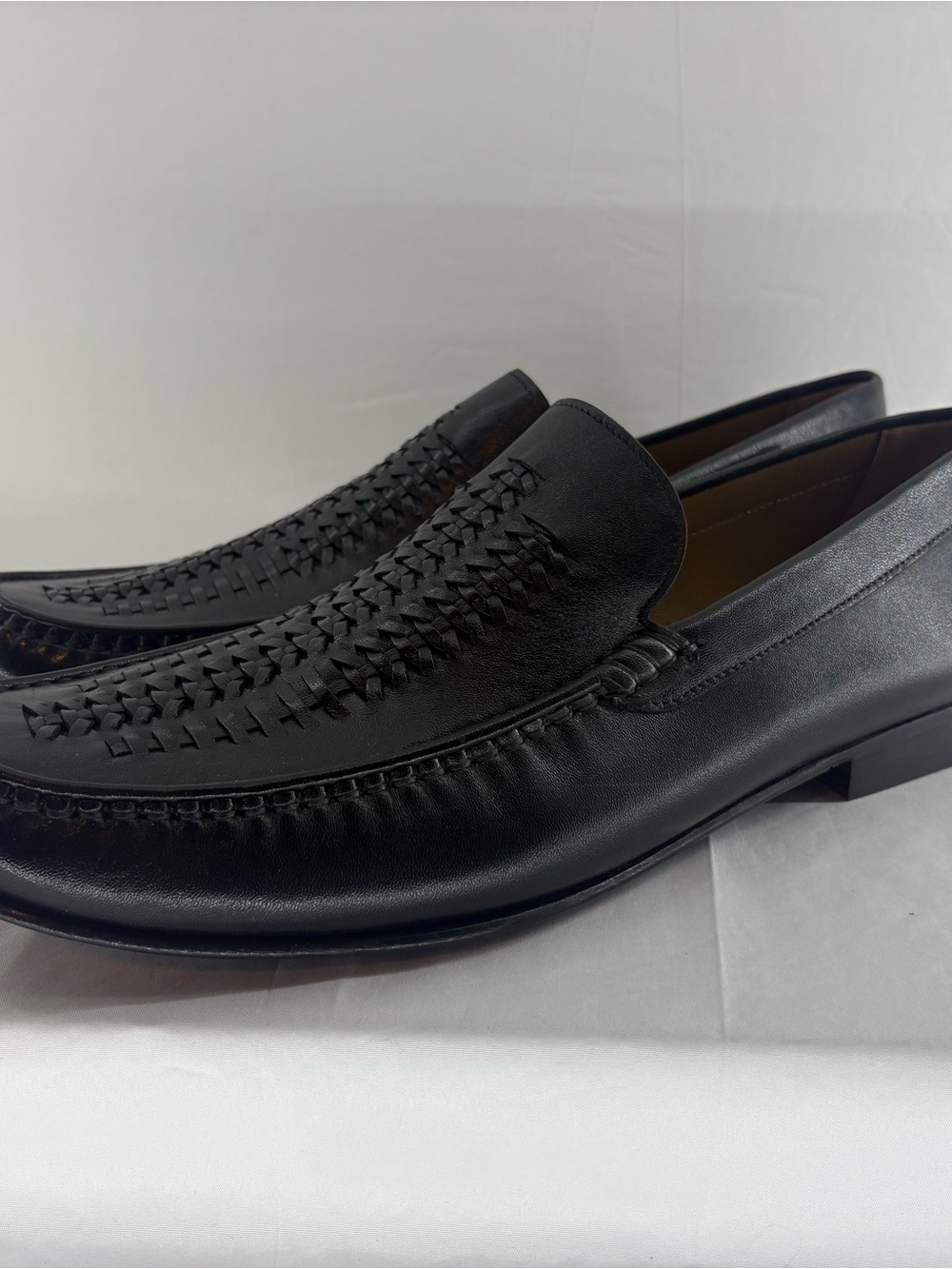 Florsheim Beaufort Black Leather Woven Slip-On Loafers size 14D NEW